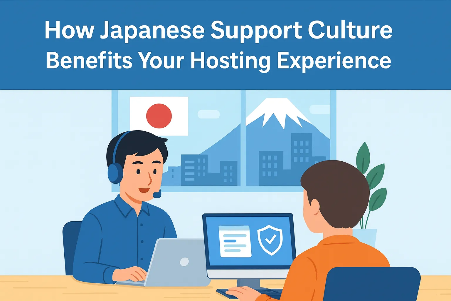 A helpful support engineer assisting a customer in a digital Japan-based VPS environment