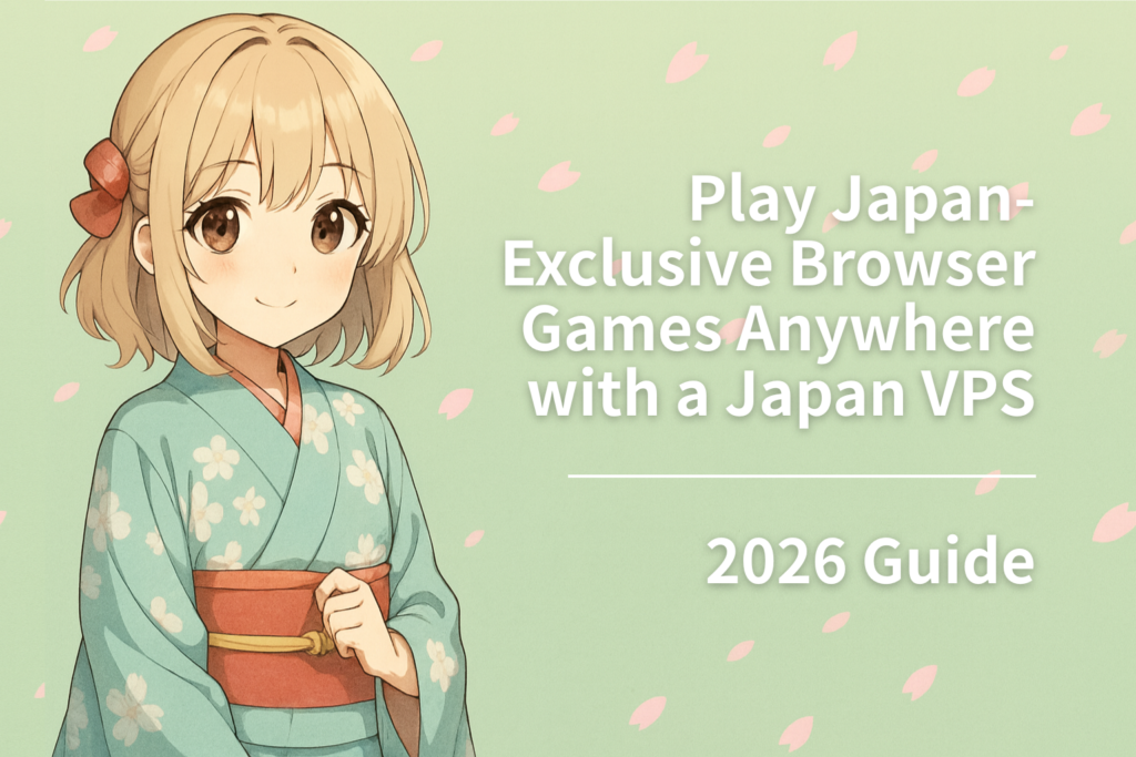 Illustration for the guide on playing Japan-exclusive browser games overseas using a Japan VPS