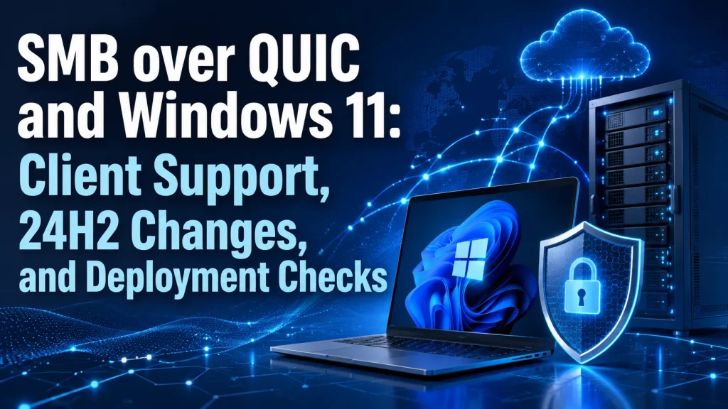 SMB over QUIC deployment checklist for Windows 11 clients, including 24H2 changes and secure remote file access